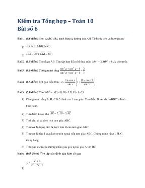 Kiểm tra Tổng hợp  Toán 10 Bài số 6